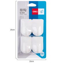 得力(deli) 19353 强力粘胶挂钩 挂衣钩 厨房浴室墙壁免钉门后挂衣钩 4只/卡(承重1.5kg)